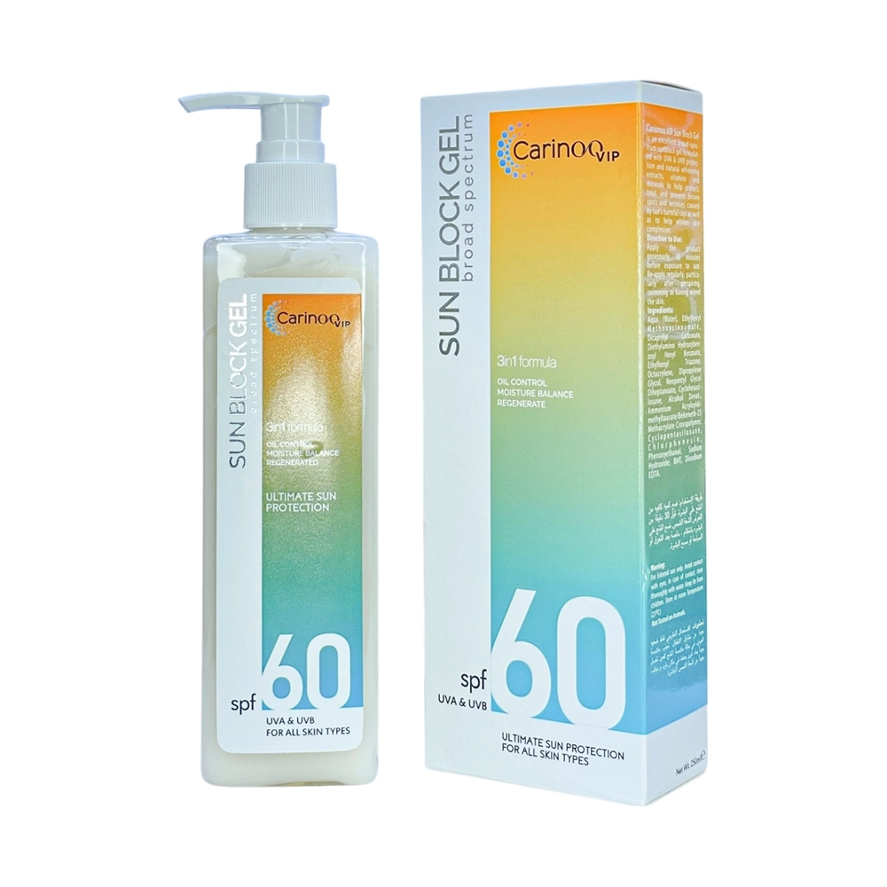 ژل ضد آفتاب SPF60 حجم 250 میل کارینو VIP