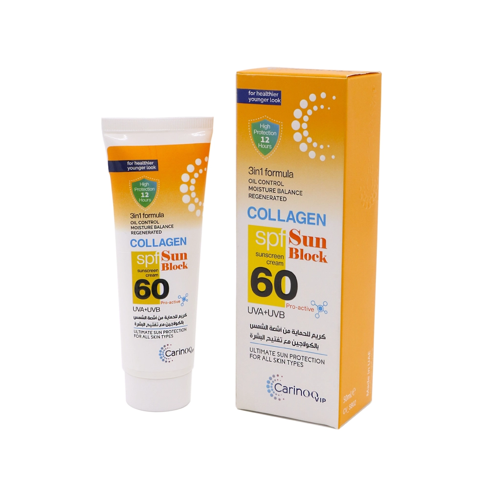 کرم ضد آفتاب SPF60 مدل Collagen حجم 50 میل کارینو VIP