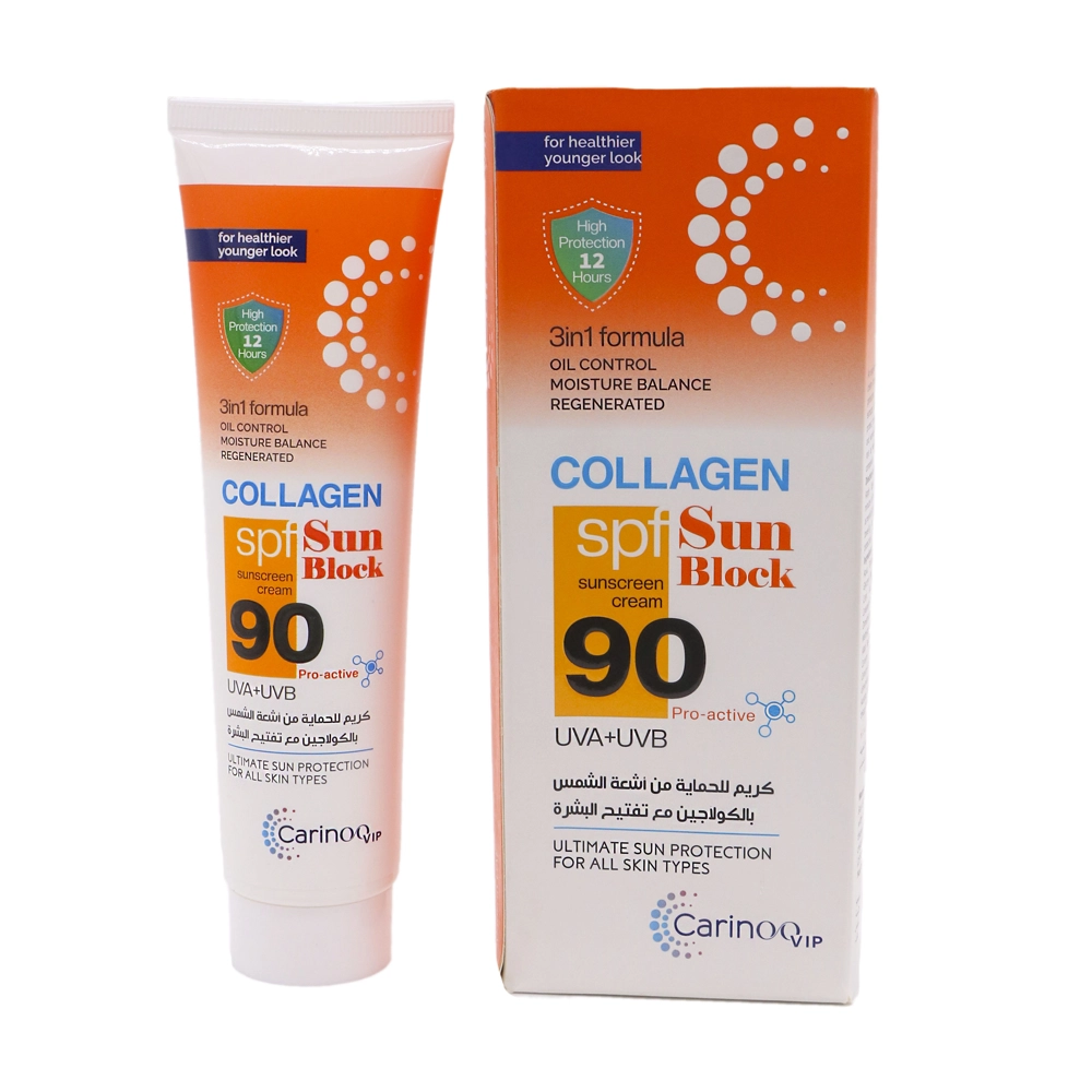 کرم ضد آفتاب SPF90 مدل Collagen حجم 100 میل کارینو VIP