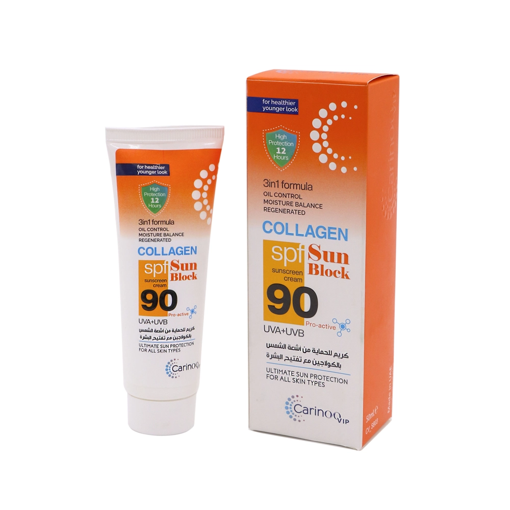 کرم ضد آفتاب SPF90 مدل Collagen حجم 50 میل کارینو VIP